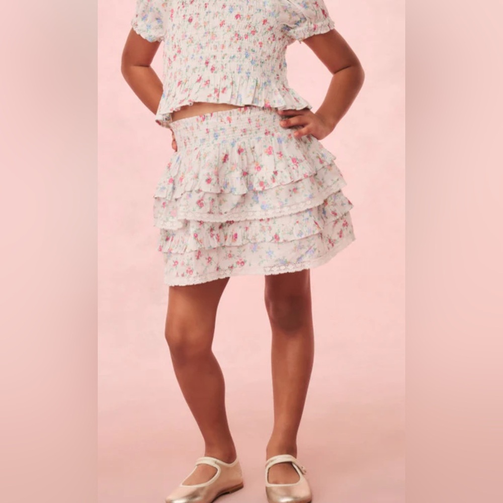 LoveShackFancy Girls Billie Cotton Mini Skirt size 5/6Y